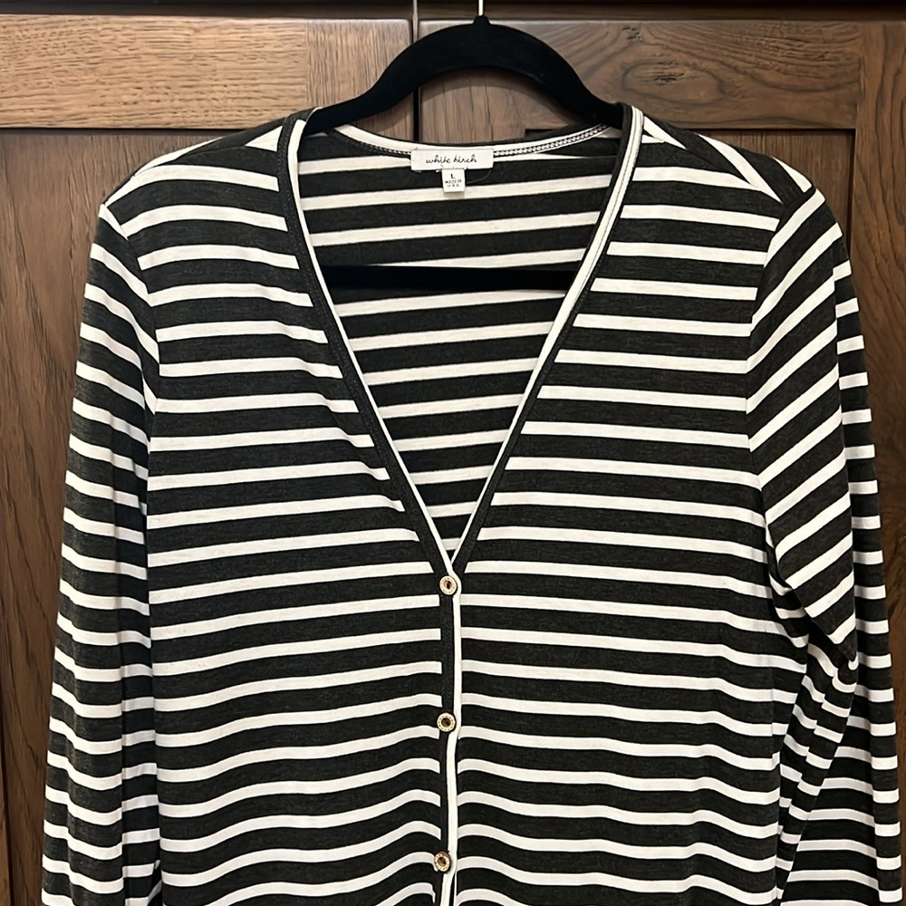 Longer Gray/White Cardigan
